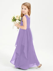 Boho Sleeveless Chiffon Junior Bridesmaid Dresses V-neck Tahiti