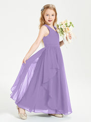 Boho Sleeveless Chiffon Junior Bridesmaid Dresses V-neck Tahiti
