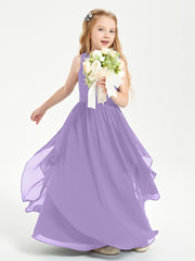 Boho Sleeveless Chiffon Junior Bridesmaid Dresses V-neck Tahiti