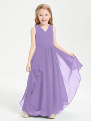 Boho Sleeveless Chiffon Junior Bridesmaid Dresses V-neck Tahiti