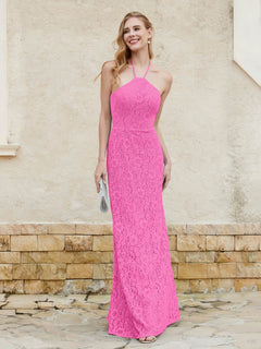 Halter Neck Sheath Lace Gown Azalea