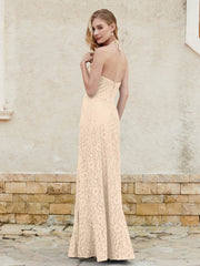 Halter Neck Sheath Lace Gown Champagne