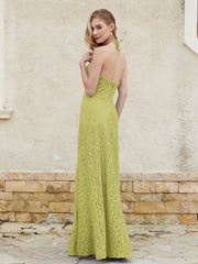 Halter Neck Sheath Lace Gown Clover Plus Size