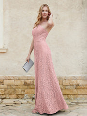 Halter Neck Sheath Lace Gown Dusty Rose