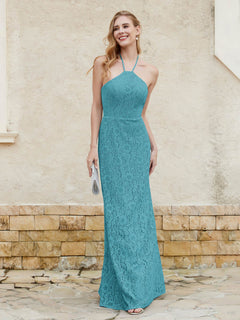 Halter Neck Sheath Lace Gown Jade Plus Size