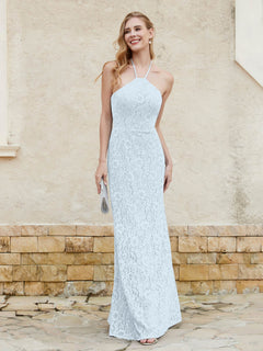 Halter Neck Sheath Lace Gown Mist