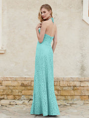 Halter Neck Sheath Lace Gown Spa Plus Size