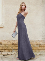 Halter Neck Sheath Lace Gown Stormy