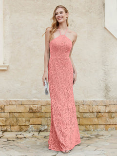 Halter Neck Sheath Lace Gown Sunset