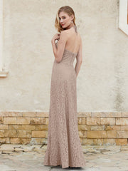 Halter Neck Sheath Lace Gown Taupe