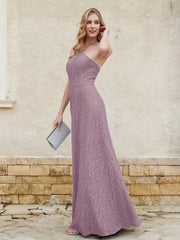 Halter Neck Sheath Lace Gown Vintage Mauve