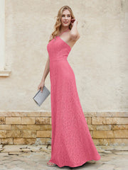 Halter Neck Sheath Lace Gown Watermelon