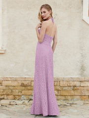 Halter Neck Sheath Lace Gown Wisteria