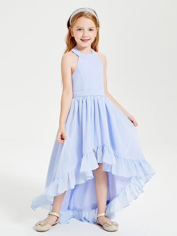 Asymmetrical Junior Bridesmaid Dresses with Flower Mulberry