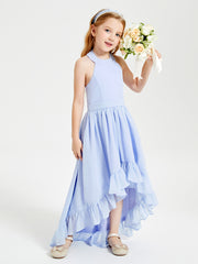 Boho Junior Bridesmaid Dresses Asymmetrical Cascading Skirt Lavender