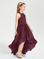 Boho Junior Bridesmaid Dresses Asymmetrical Cascading Skirt Cabernet