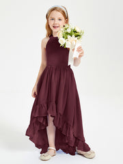 Boho Junior Bridesmaid Dresses Asymmetrical Cascading Skirt Cabernet