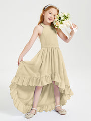 Boho Junior Bridesmaid Dresses Asymmetrical Cascading Skirt Champagne