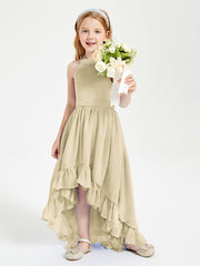 Boho Junior Bridesmaid Dresses Asymmetrical Cascading Skirt Champagne