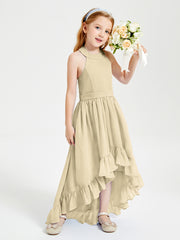 Boho Junior Bridesmaid Dresses Asymmetrical Cascading Skirt Champagne