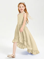 Boho Junior Bridesmaid Dresses Asymmetrical Cascading Skirt Champagne