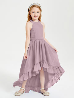 Boho Junior Bridesmaid Dresses Asymmetrical Cascading Skirt Dusk