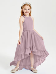 Boho Junior Bridesmaid Dresses Asymmetrical Cascading Skirt Dusk