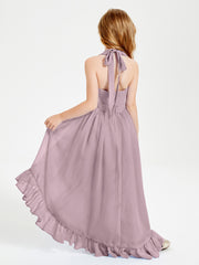 Boho Junior Bridesmaid Dresses Asymmetrical Cascading Skirt Dusk