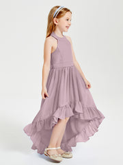 Boho Junior Bridesmaid Dresses Asymmetrical Cascading Skirt Dusk