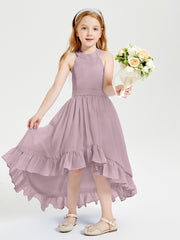 Boho Junior Bridesmaid Dresses Asymmetrical Cascading Skirt Dusk