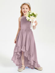 Boho Junior Bridesmaid Dresses Asymmetrical Cascading Skirt Dusk