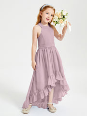 Boho Junior Bridesmaid Dresses Asymmetrical Cascading Skirt Dusk