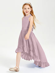 Boho Junior Bridesmaid Dresses Asymmetrical Cascading Skirt Dusk