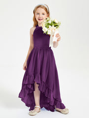 Boho Junior Bridesmaid Dresses Asymmetrical Cascading Skirt Grape