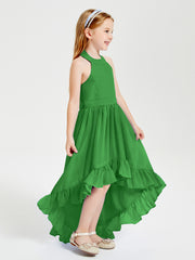 Boho Junior Bridesmaid Dresses Asymmetrical Cascading Skirt Green