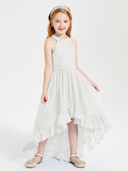 Boho Junior Bridesmaid Dresses Asymmetrical Cascading Skirt Ivory