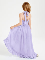 Boho Junior Bridesmaid Dresses Asymmetrical Cascading Skirt Lilac