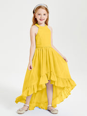 Boho Junior Bridesmaid Dresses Asymmetrical Cascading Skirt Marigold