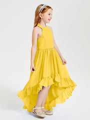 Boho Junior Bridesmaid Dresses Asymmetrical Cascading Skirt Marigold