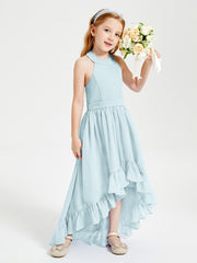 Boho Junior Bridesmaid Dresses Asymmetrical Cascading Skirt Mist