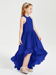 Boho Junior Bridesmaid Dresses Asymmetrical Cascading Skirt Royal Blue