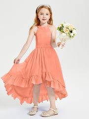 Boho Junior Bridesmaid Dresses Asymmetrical Cascading Skirt Sunset