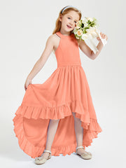 Boho Junior Bridesmaid Dresses Asymmetrical Cascading Skirt Sunset