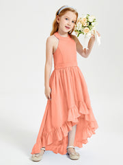 Boho Junior Bridesmaid Dresses Asymmetrical Cascading Skirt Sunset