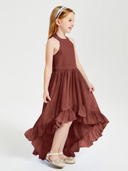 Boho Junior Bridesmaid Dresses Asymmetrical Cascading Skirt Terracotta
