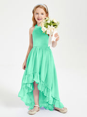 Boho Junior Bridesmaid Dresses Asymmetrical Cascading Skirt Turquoise