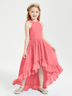 Boho Junior Bridesmaid Dresses Asymmetrical Cascading Skirt Watermelon