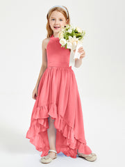 Boho Junior Bridesmaid Dresses Asymmetrical Cascading Skirt Watermelon