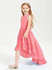 Boho Junior Bridesmaid Dresses Asymmetrical Cascading Skirt Watermelon