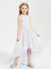 Boho Junior Bridesmaid Dresses Asymmetrical Cascading Skirt White